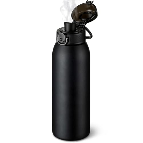 24 oz Insulated Water Bottle with Dustproof Lid & Tea Infuser - BPA-Free Stainless Steel for Fitness & Outdoor Use