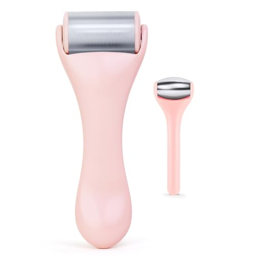 MAANGE Pink 2-Piece Stainless Steel Face & Eye Ice Rollers for Puffiness Dark Circles Migraine Relief