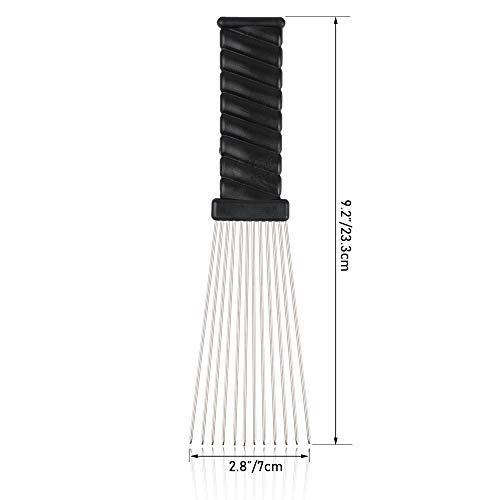 Folansy Metal Afro Pick Comb for Curly Hair - 9.2" Detangling Tool