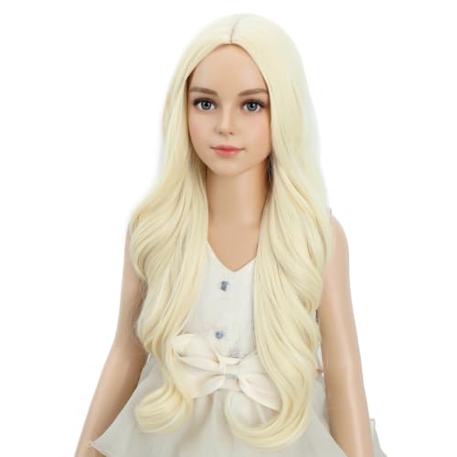 PATTNIUM Light Blonde Long Wig for Kids - 22in, Adjustable Cap, Heat Safe