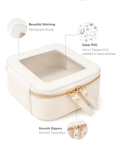 FFpaw Mini White Travel Clear Makeup Bag Set TSA Approved Cosmetic Organizer