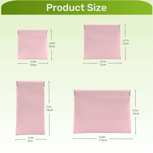 4-Pack Mini Cosmetic Bags for Purse - Waterproof Pink Makeup Pouches
