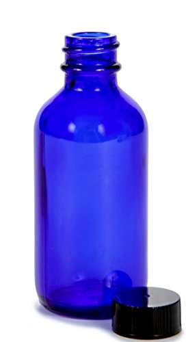 Vivaplex 2 oz Cobalt Blue Glass Bottles with Black Lids - 12 Pack