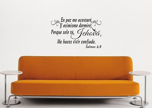 Spanish Wall Decal - Salmos 4:8 Bible Verse Art | Peel & Stick
