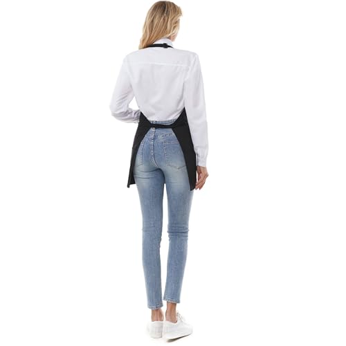 Adjustable Black Chef Apron with 3 Pockets for Women