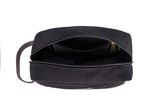 Travel Toiletry Bag for Men & Women - Medium Black Canvas Dopp Kit