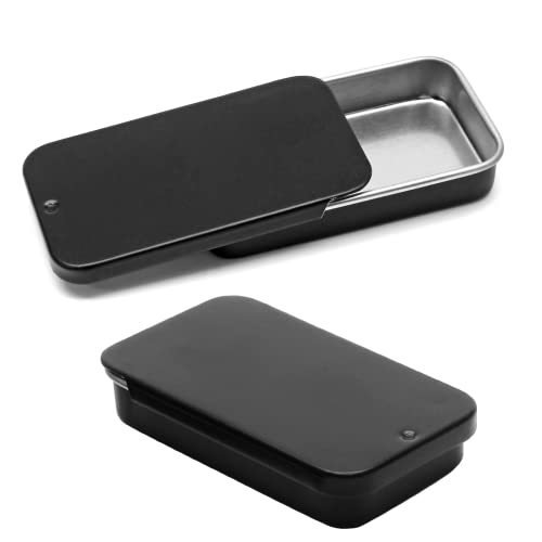 Black Sliding Lid Tin Containers - 10 Pack for DIY Projects