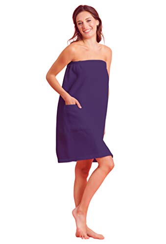Soft Touch Linen Women's Waffle Spa Bath Wrap - Adjustable & Absorbent