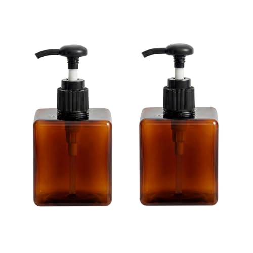 2 Pack 250ml Refillable Plastic Pump Bottles for Liquid Soap & Toiletries