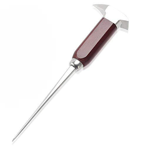 Professional Dual-Point Ice Pick - Heavy Duty Stainless Steel with Wood Handle