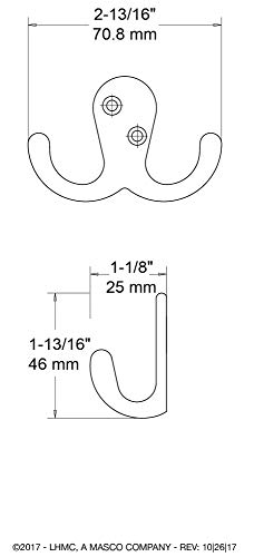 Liberty Double Prong Robe Hook - White (Pack of 2)
