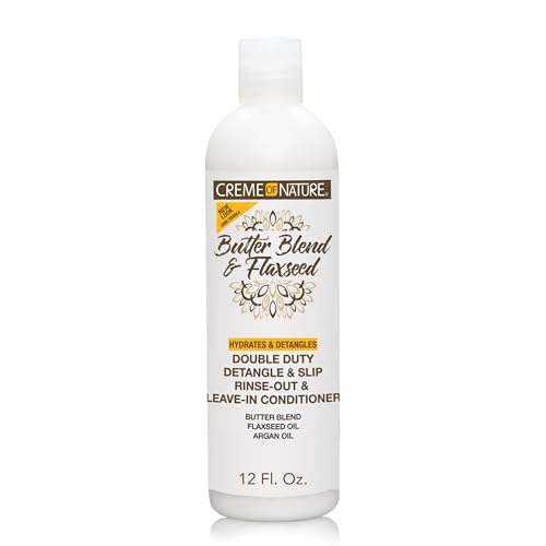 Creme of Nature Double Duty Detangle Conditioner - 12 oz Moisturizing Leave-In & Rinse-Out with Argan Oil