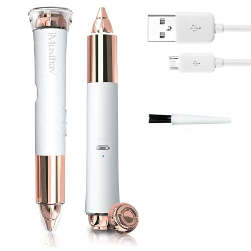 Facial Hair Removal for Women, 2-in-1 Face Hair Remover & Eyebrow Trimmer, Painless Flawless Face Shaver with LED Light, Rechargeable Peach Fuzz Remover & Electric Eyebrow Razor for Women