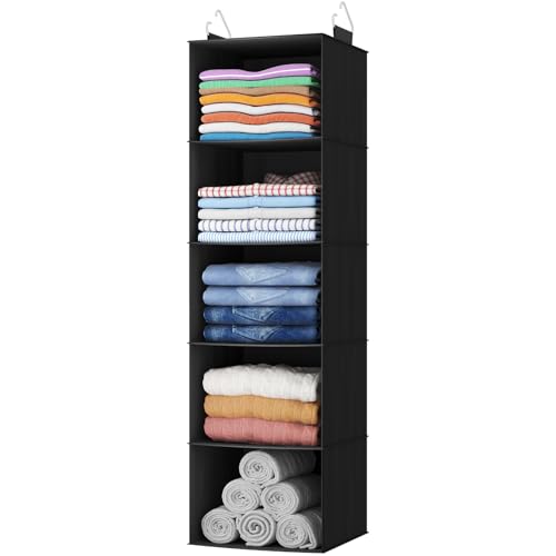 Lifewit 5-Tier Hanging Closet Organizer - Portable Storage Shelf for Clothes