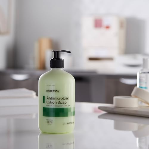 McKesson Antimicrobial Hand Soap with Aloe - 18 oz Pump Bottle, Herbal Scent, Moisturizing, Medical-Grade