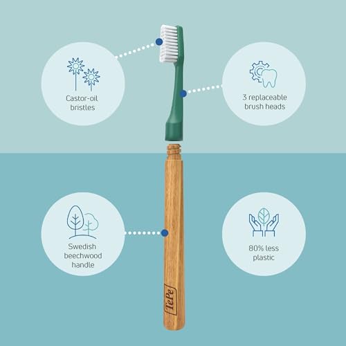 TePe Choice Soft-Bristle Toothbrush with 3 Replaceable Heads - Green