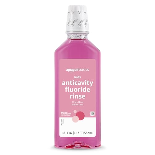 Amazon Basics Kids Mouthwash - Alcohol-Free Anticavity, Bubble Gum Flavor, 4-Pack