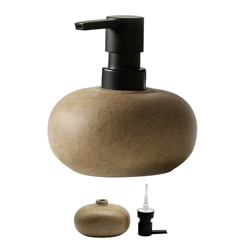 Vintage Brown Stone Ceramic Soap Dispenser for Bathroom & Kitchen - 300ml