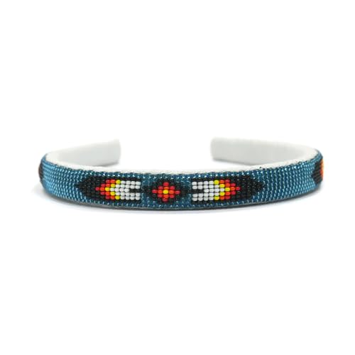 Trans-Blue Native American Southwestern Beaded Headband - Handmade Gift for Her, One Size