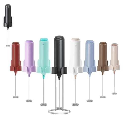 ELMWAY Rechargeable Handheld Milk Frother with Stand & Wall Mount