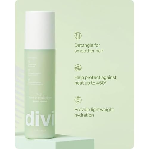 Divi 3-in-1 Leave-In Conditioner Spray - Detangler & Heat Protectant for Frizz Control & Shine, Lightweight Moisturizer - For All Hair Types - 6.5 Fl Oz