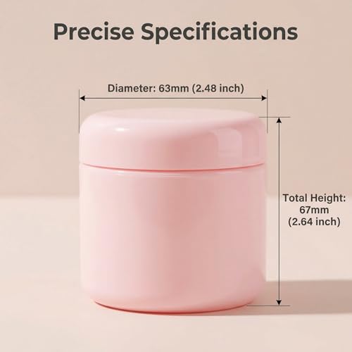 Pink Refillable Plastic Makeup Jars - 5oz Set of 3 for Cosmetics & Skincare