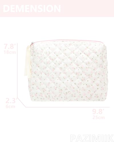 Quilted Makeup Pouch for Women - Travel Cosmetic Organizer