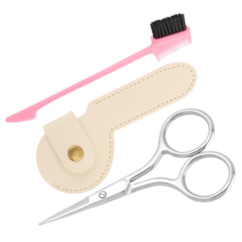 4-Inch Stainless Steel Eyebrow Scissors with Brush and Travel Case