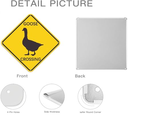 Goose Crossing Warning Sign - 12x12 Metal Tin Plaque for Safety