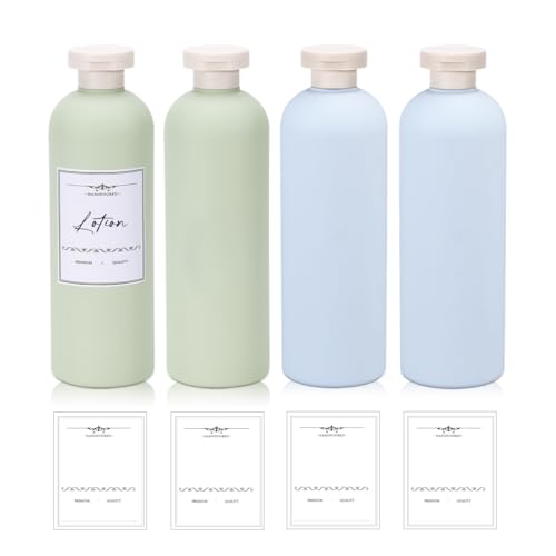 Refillable Travel Shampoo Bottles 13.5 oz - Leak-proof Blue & Green