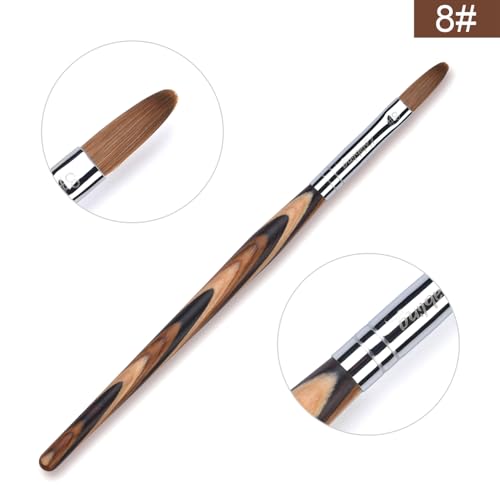 Rolabling Kolinsky Nail Brush with Red Wooden Handle - Size 8