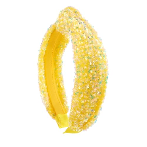 Yellow Glitter Knotted Headband for Women & Girls - Large Summer Hair Accessory (1 Pack)