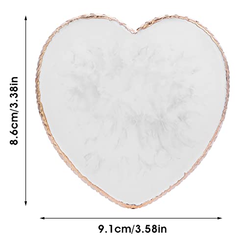 Heart-Shaped Resin Nail Art Mixing Palette with Golden Edge