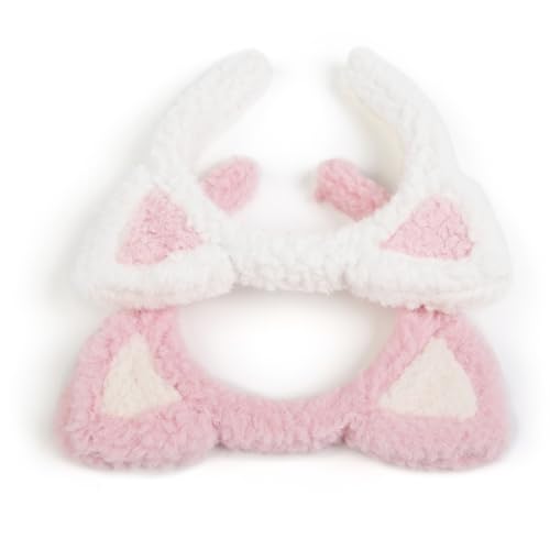 Huachi Plush Cat Ears Headband - 2 Pack for Makeup & Spa