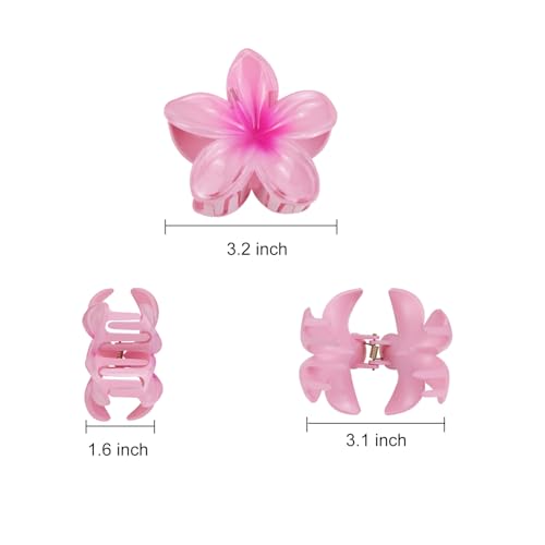 6 Pcs Hawaiian Plumeria Hair Claw Clips - Summer Accessories