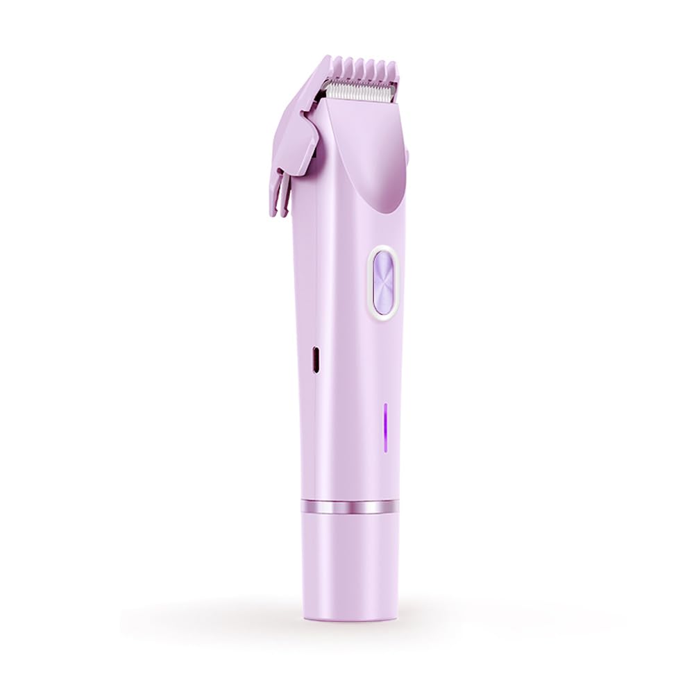 ANFOOS Women's Electric Shaver Bikini Trimmer for Women Razors 2-in-1 Dual Head Design IPX7 Waterproof Wet & Dry Use Body Groomer Hair Trimmer Remover for Facial Underarm Arm Face Leg Bikini (Purple)