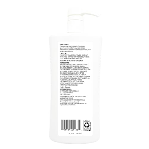 Amazon Essentials Moisturizing Body Wash with Shea Butter, 33.8 fl oz (2 Pack)
