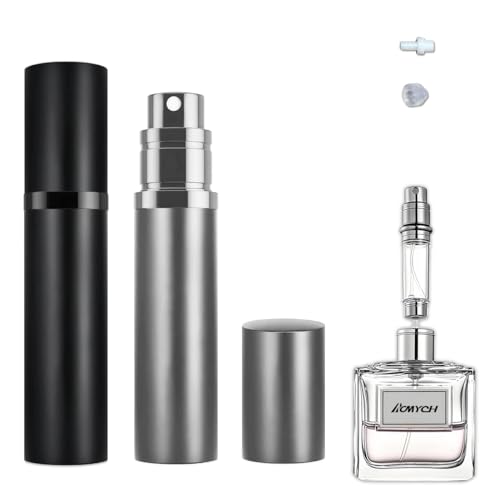 2PCS Travel Perfume Atomizer Set - Refillable 5ml Black & Gray