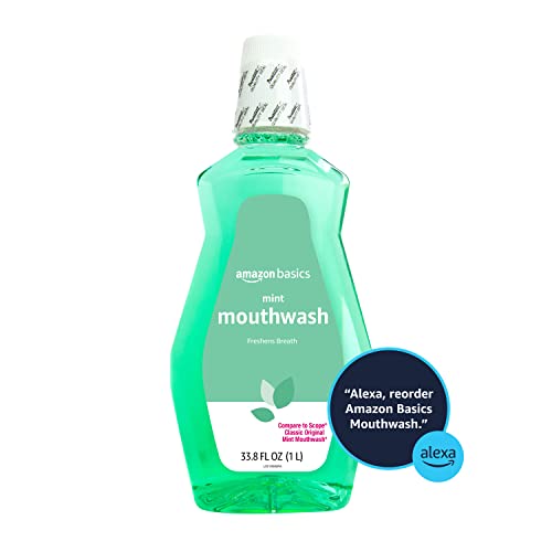 Amazon Basics Fresh Mint Mouthwash - 33.8 fl oz Oral Rinse