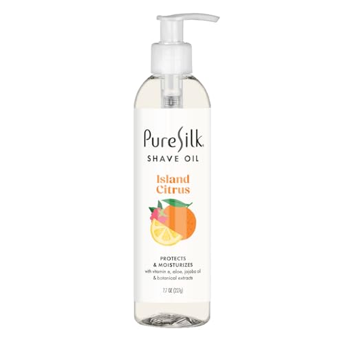 Pure Silk Island Citrus Shave Oil for Women | Shaving Oil for Smooth Shave, All Skin Types | Hydrating Vitamin E, Aloe, Botanical Extracts Protects & Moisturizes | 7.7 FL OZ (Pack of 1)