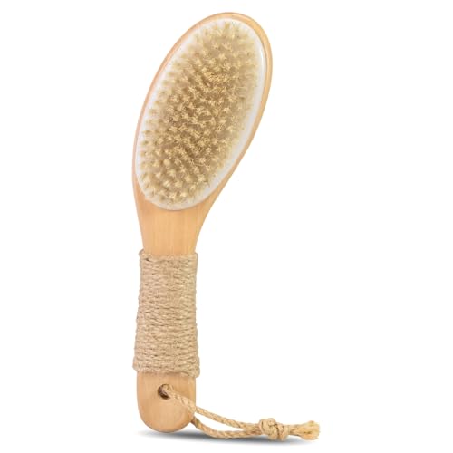 9.8" Natural Bristle Body Brush with Anti-Slip Handle