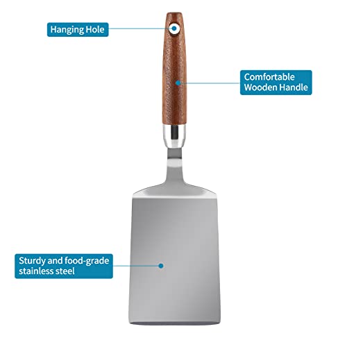 Stainless Steel Spatula with Wooden Handle for Cooking & Grilling