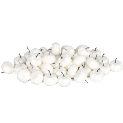 40 Mini White Foam Pumpkins for Fall & Halloween Decor