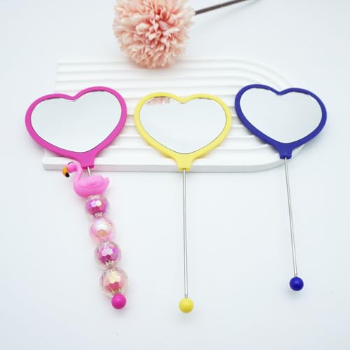 10 Pack Beadable Heart Handheld Mirrors - DIY Personalized Travel Mirrors