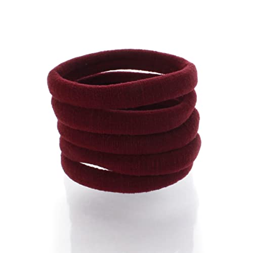 My Lello Large Thick Premium Elastic Ponytail Holders Pack of 100 Maroon Hair Bands