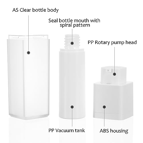 3Pcs Travel Airless Pump Bottles - Refillable Containers for Lotion, Shampoo, Gel
