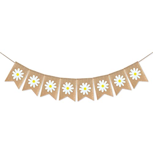 Burlap Daisy Banner Garland for Spring & Summer Parties