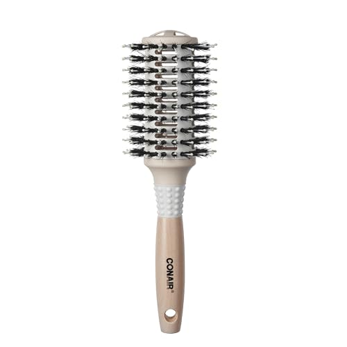 Conair Ceramic & Wood Round Hair Brush - Vented Barrel for Smooth Blowouts