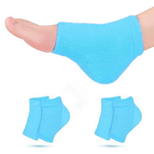 Castor Oil Pack Wrap for Feet - Moisturizing Heel Socks, Blue, 2 Pairs
