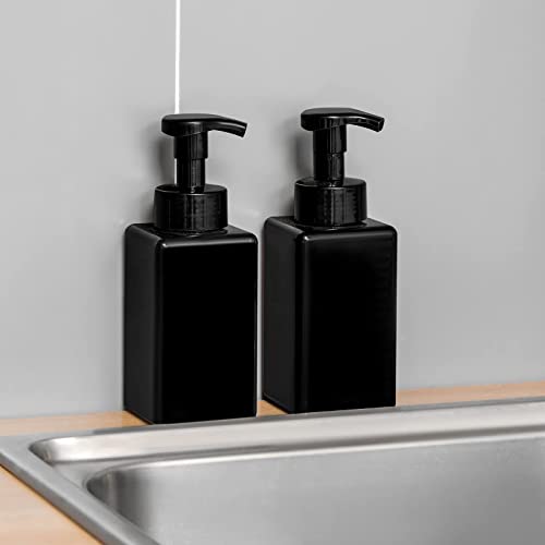 15oz Black Foaming Soap Dispenser - 4 Pack, Refillable Pump Bottle